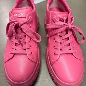 Jimmy Choo Diamond Light Leather Sneakers Womens 8.5 Fuschia Pink 39